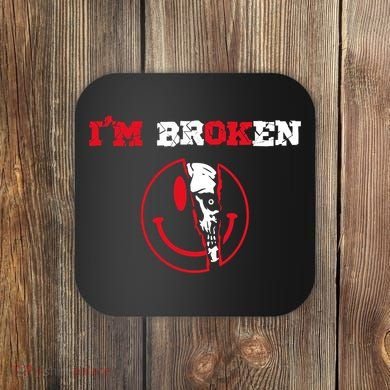 Confused Skull I'm Broken Invisible Illness I'm OK Broken Coaster