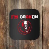 Confused Skull I'm Broken Invisible Illness I'm OK Broken Coaster thumb 0