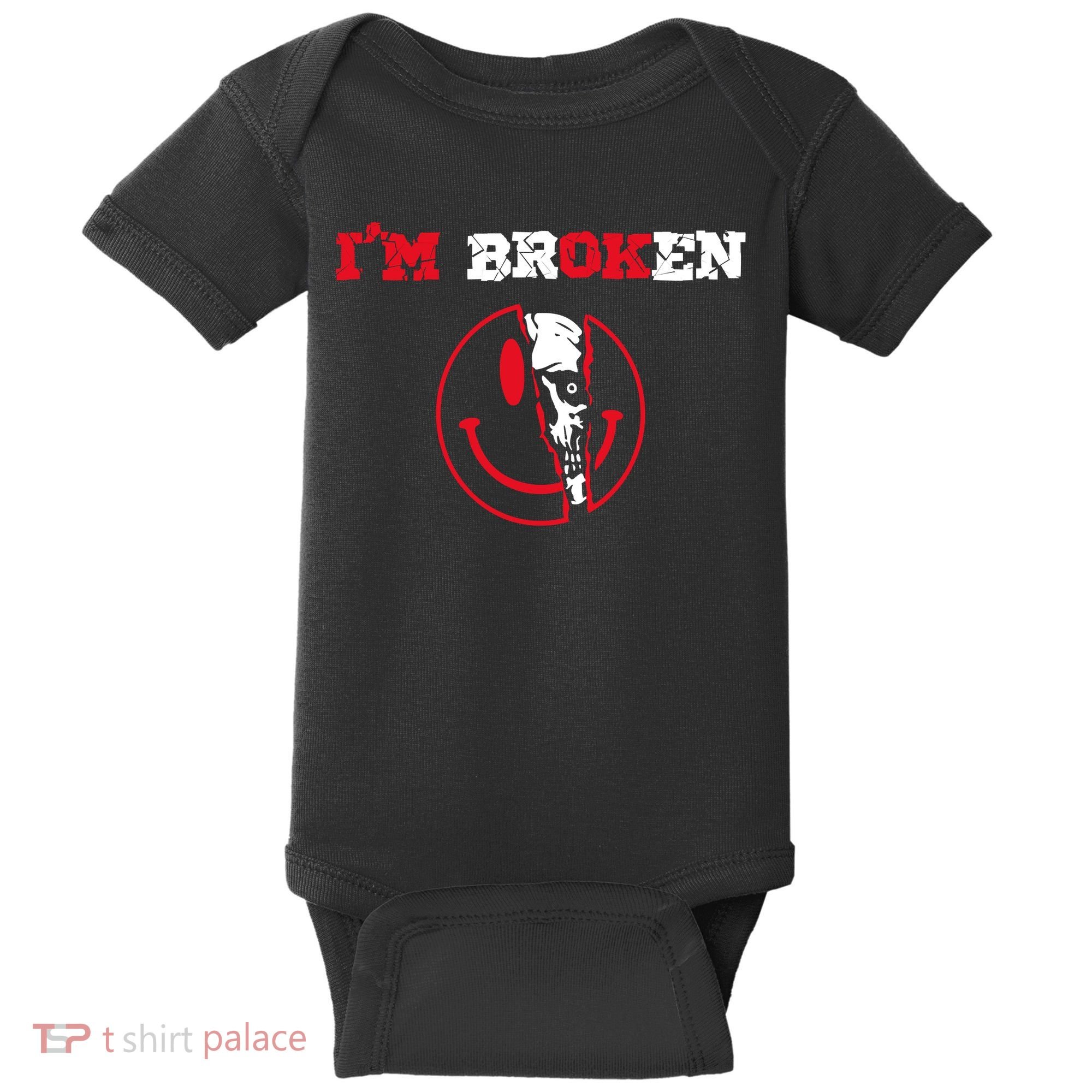Confused Skull I'm Broken Invisible Illness I'm OK Broken Baby Bodysuit