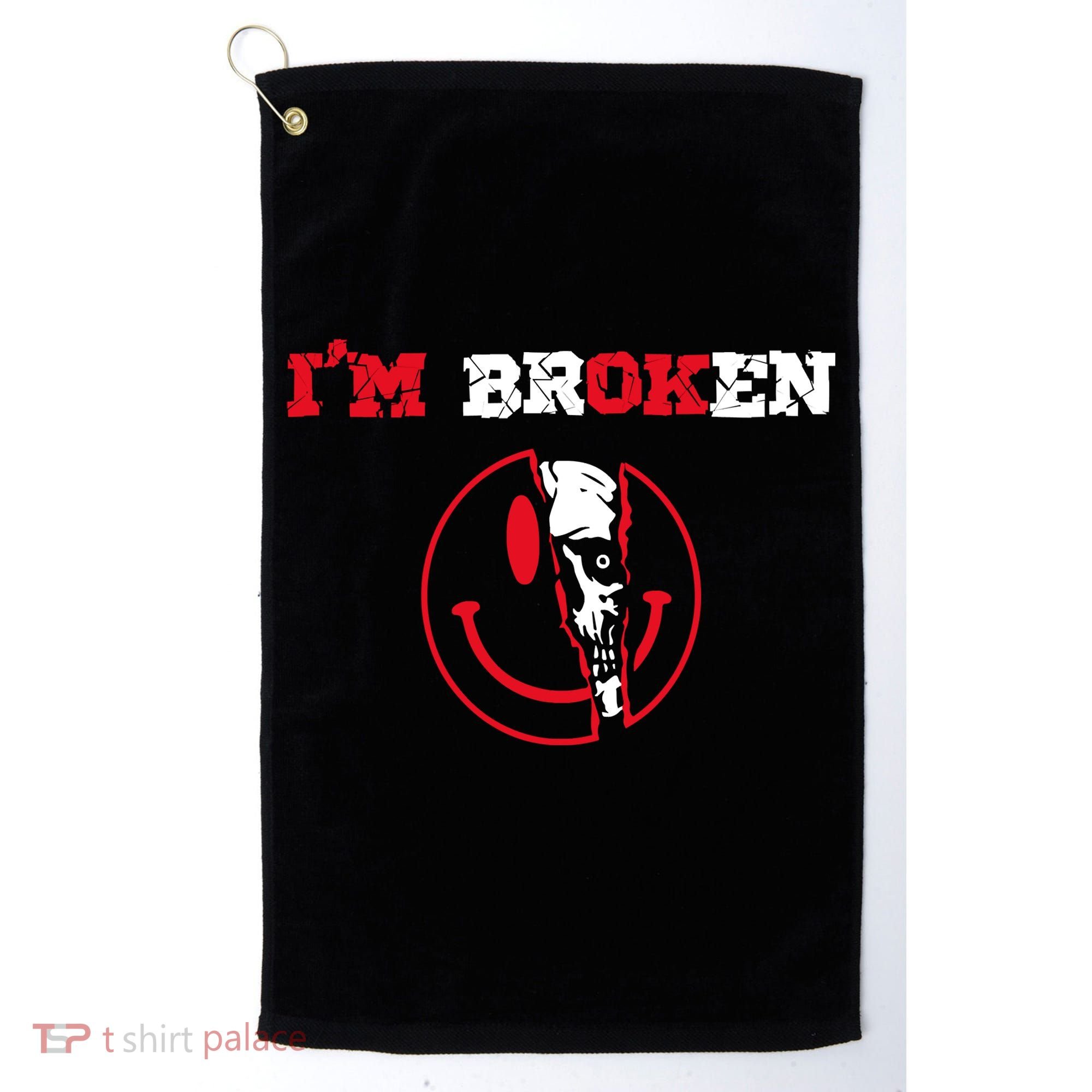 Confused Skull I'm Broken Invisible Illness I'm OK Broken Golf Towel