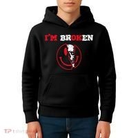 Confused Skull I'm Broken Invisible Illness I'm OK Broken Kids Hoodie thumb 4