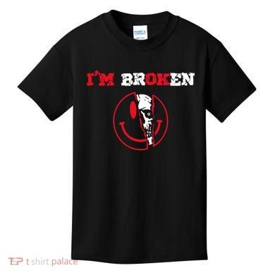 Confused Skull I'm Broken Invisible Illness I'm OK Broken Kids T-Shirt