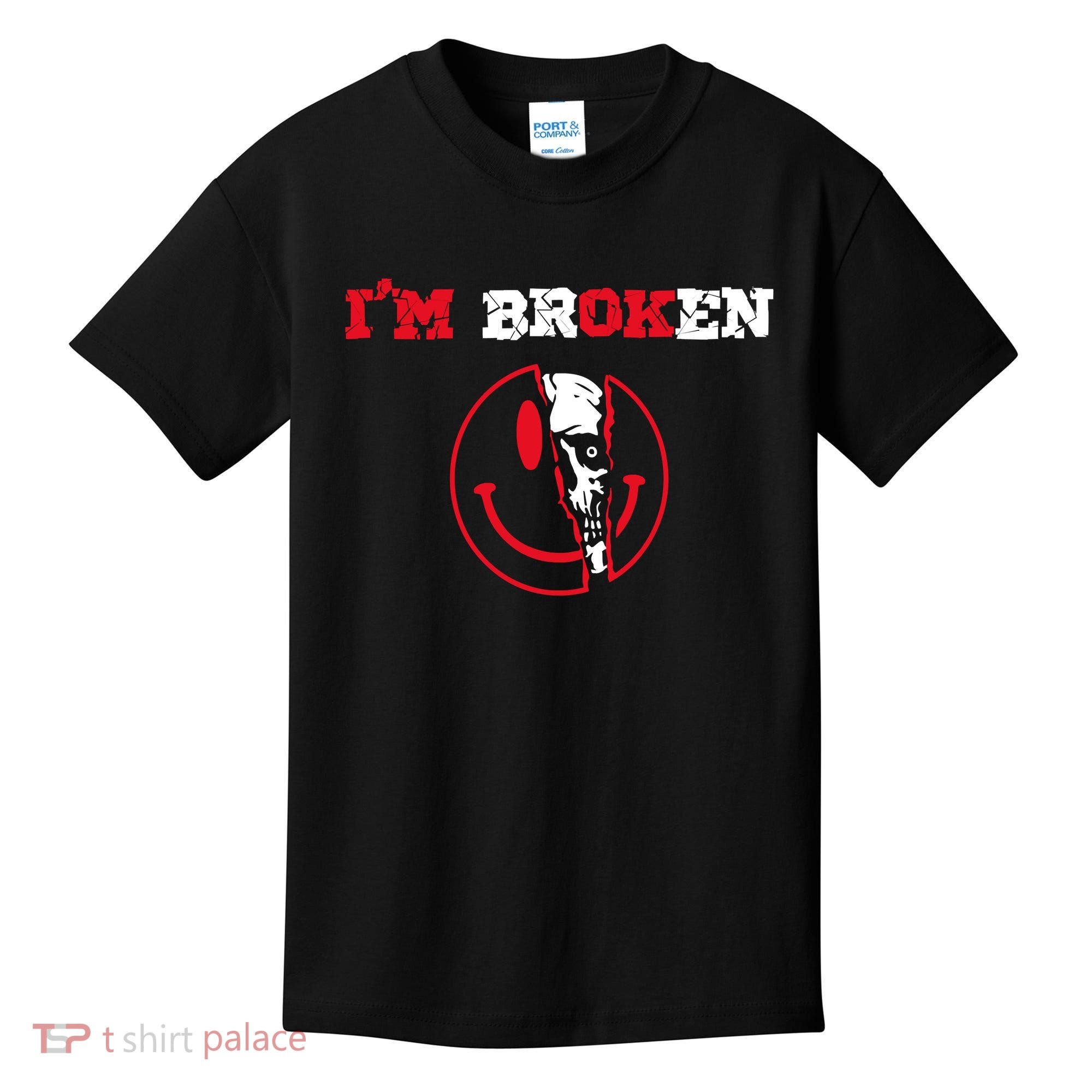 Confused Skull I'm Broken Invisible Illness I'm OK Broken Kids T-Shirt