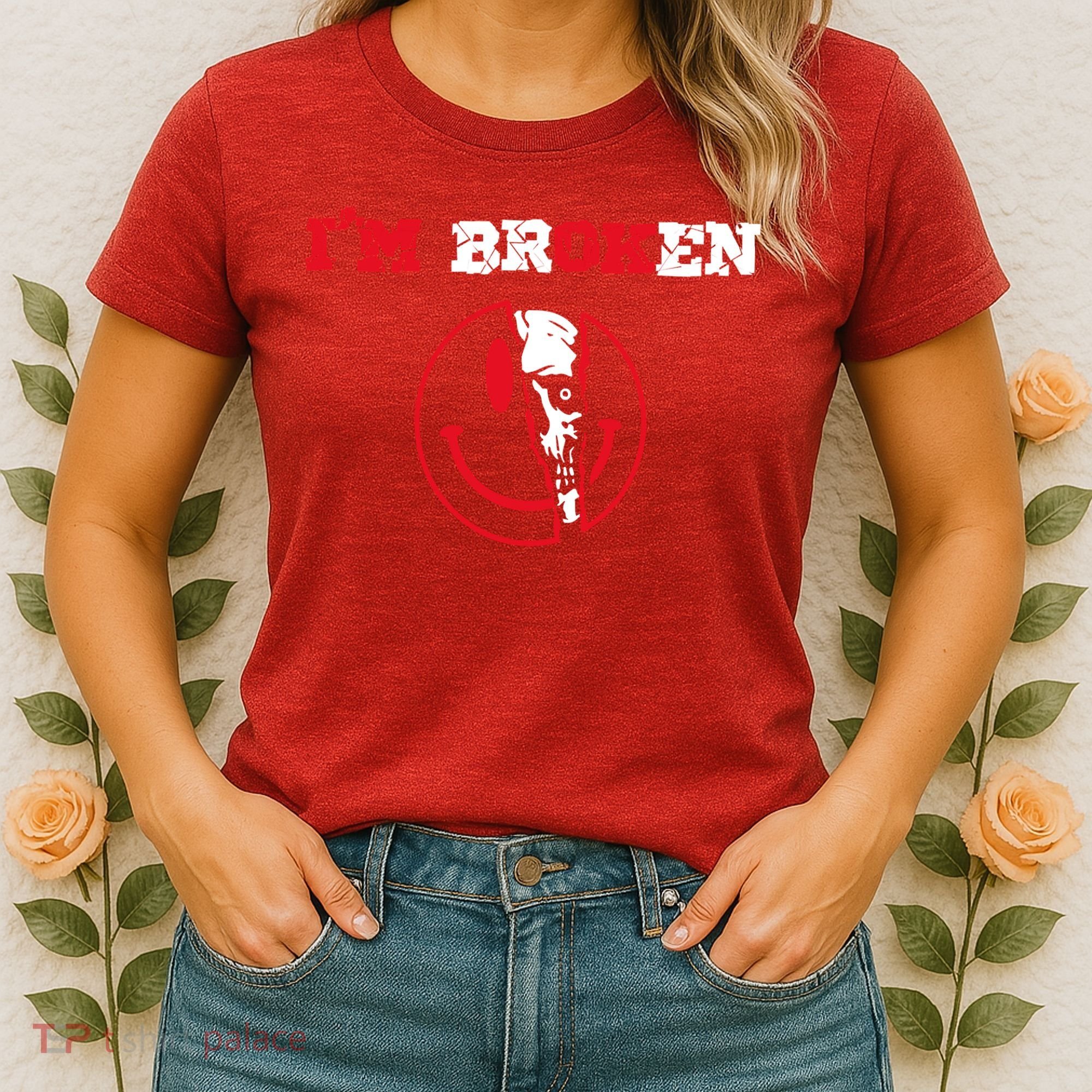 Confused Skull I'm Broken Invisible Illness I'm OK Broken Women's T-Shirt
