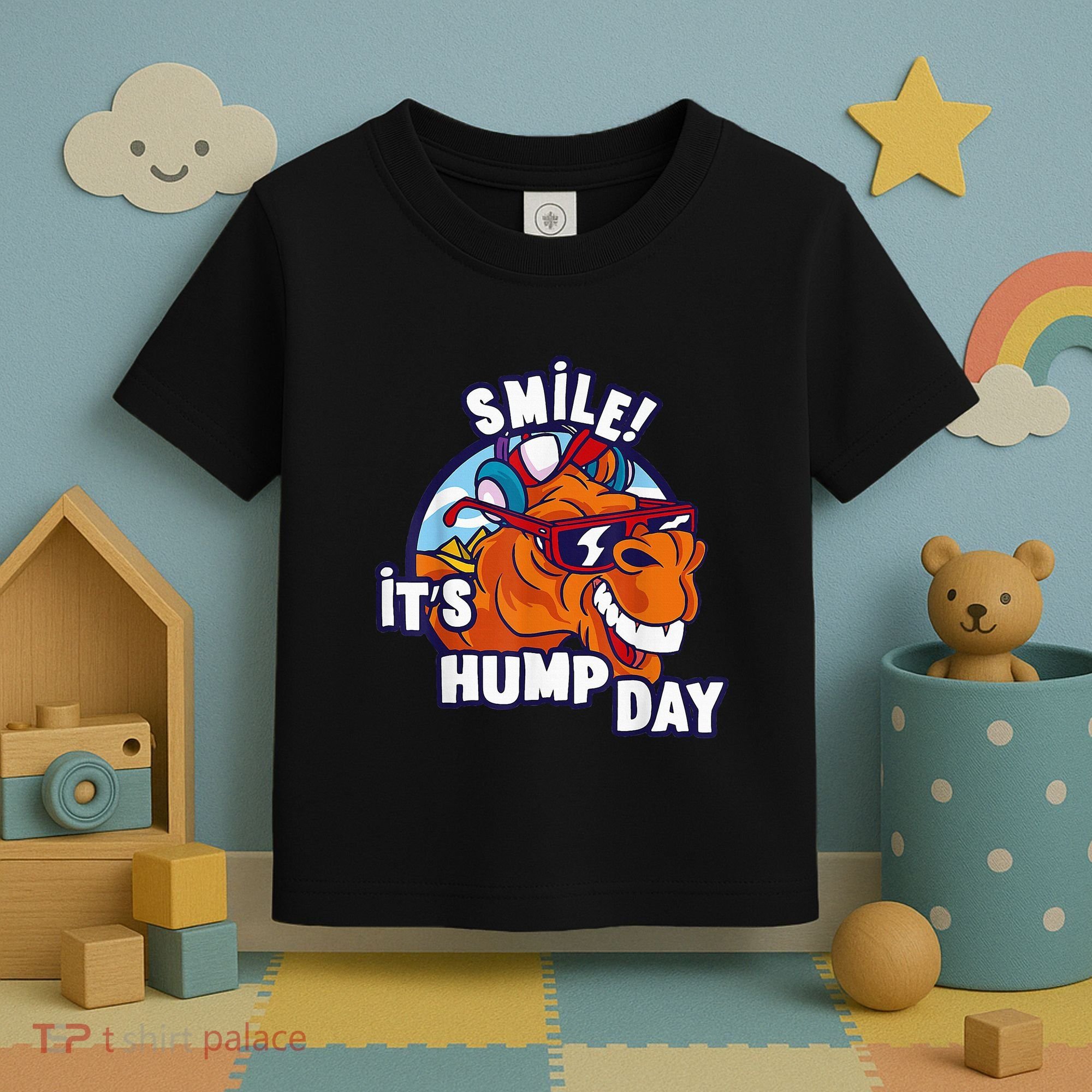 Camel Smile! ItS Hump Day Funny Hump Day Camel Sunglass Toddler T-Shirt