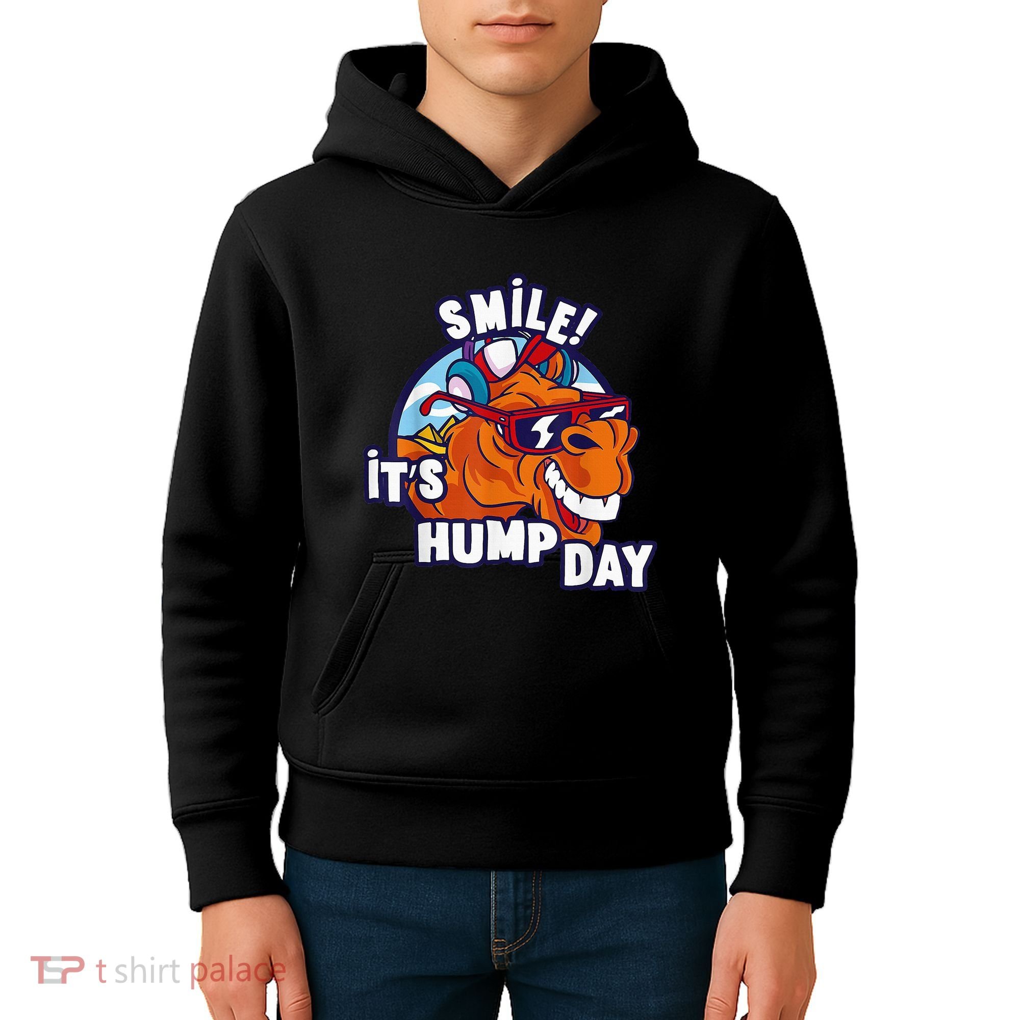 Camel Smile! ItS Hump Day Funny Hump Day Camel Sunglass Kids Hoodie