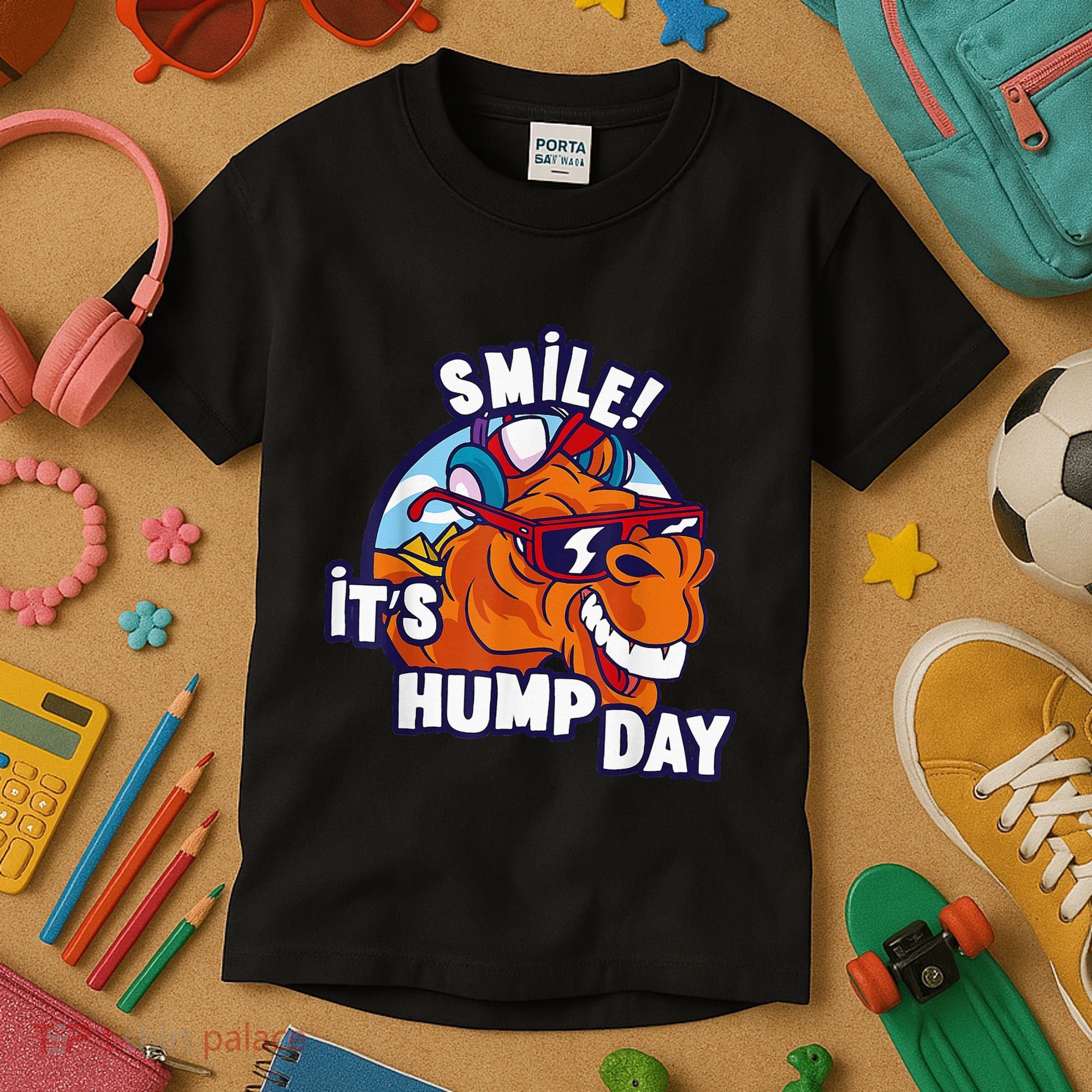 Camel Smile! ItS Hump Day Funny Hump Day Camel Sunglass Kids T-Shirt