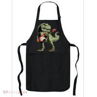 Cool Sarcastic Illustration TRex Dinosaur Playing Guitar Apron thumb 0