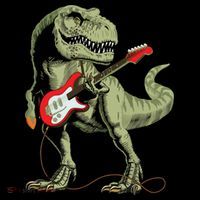 Cool Sarcastic Illustration TRex Dinosaur Playing Guitar Coaster thumb 2