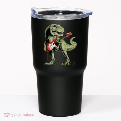 Cool Sarcastic Illustration TRex Dinosaur Playing Guitar Tumbler