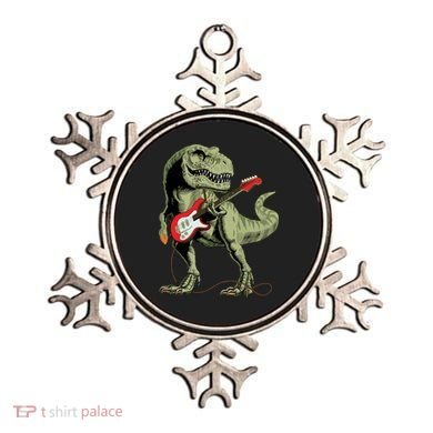 Cool Sarcastic Illustration TRex Dinosaur Playing Guitar Ornament