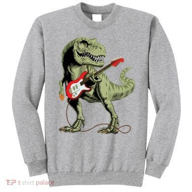Cool Sarcastic Illustration TRex Dinosaur Playing Guitar Sweatshirt