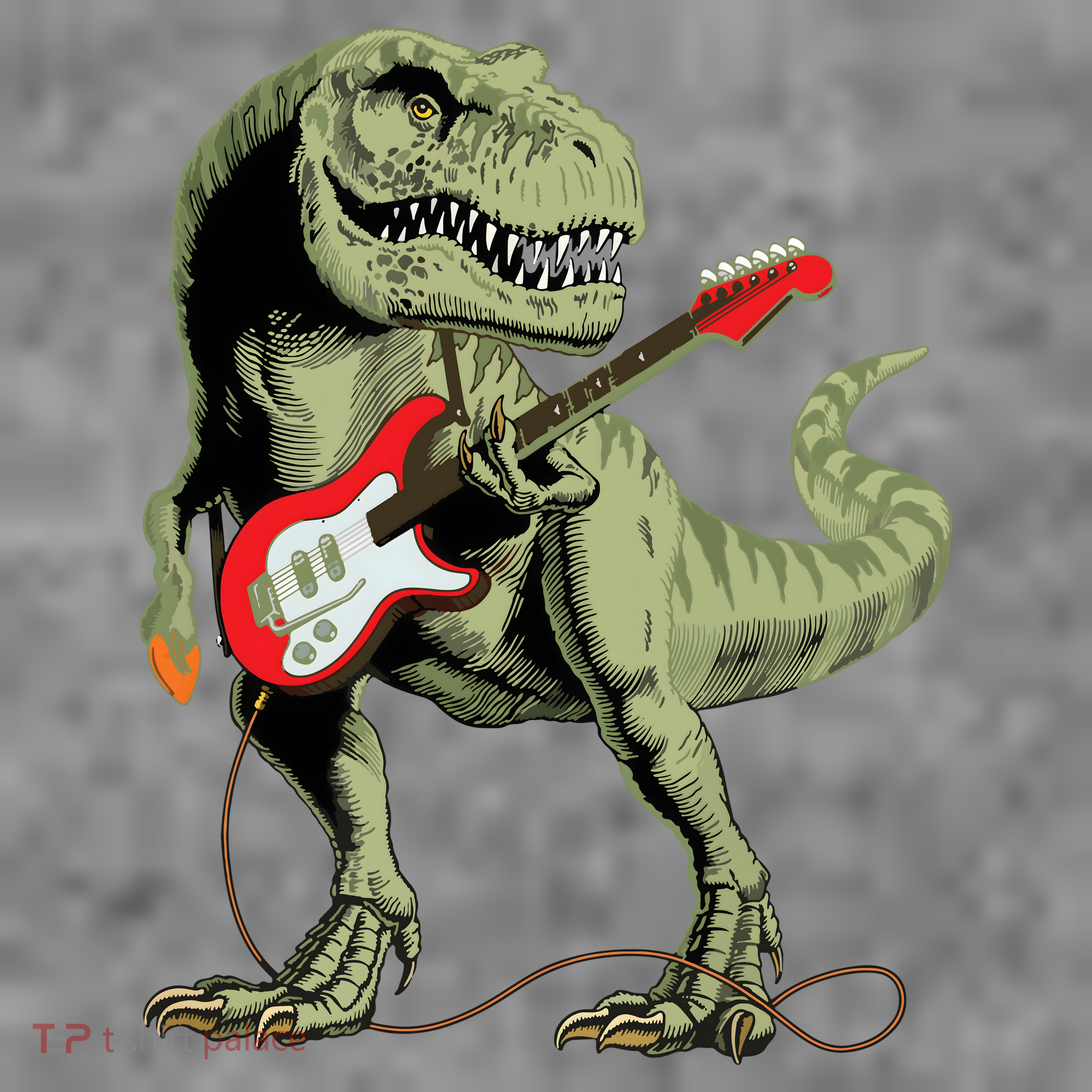 Cool Sarcastic Illustration TRex Dinosaur Playing Guitar Sweatshirt