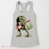 Cool Sarcastic Illustration TRex Dinosaur Playing Guitar Women's Tank Top thumb 0