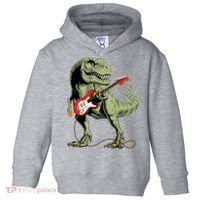Cool Sarcastic Illustration TRex Dinosaur Playing Guitar Toddler Hoodie thumb 0