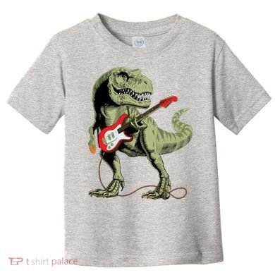 Cool Sarcastic Illustration TRex Dinosaur Playing Guitar Toddler T-Shirt