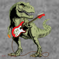 Cool Sarcastic Illustration TRex Dinosaur Playing Guitar Kids Hoodie thumb 5