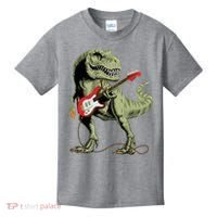 Cool Sarcastic Illustration TRex Dinosaur Playing Guitar Kids T-Shirt thumb 0