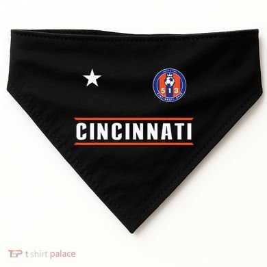 Cincinnati Soccer Jersey 513 Royal Design White Text  USA-Made Doggie Bandana