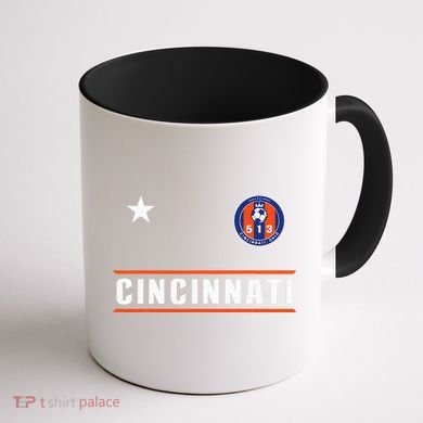 Cincinnati Soccer Jersey 513 Royal Design White Text  Coffee Mug back