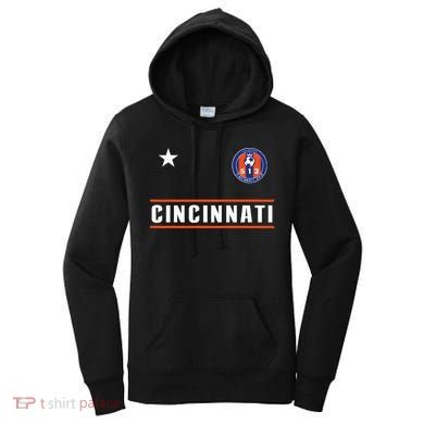 Cincinnati Soccer Jersey 513 Royal Design White Text  Women's Hoodie