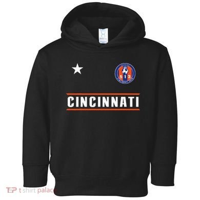 Cincinnati Soccer Jersey 513 Royal Design White Text  Toddler Hoodie