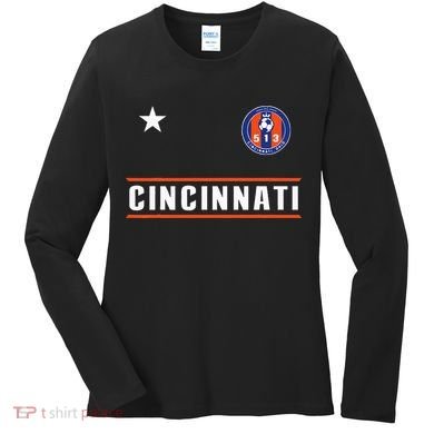 Cincinnati Soccer Jersey 513 Royal Design White Text  Women's Long Sleeve Shirt