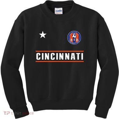 Cincinnati Soccer Jersey 513 Royal Design White Text  Kids Sweatshirt