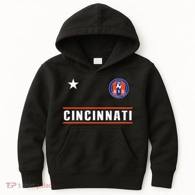 Cincinnati Soccer Jersey 513 Royal Design White Text  Kids Hoodie