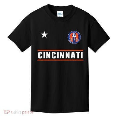 Cincinnati Soccer Jersey 513 Royal Design White Text  Kids T-Shirt