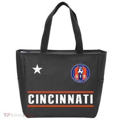 Cincinnati Soccer Jersey 513 Royal Design White Text  Tote Bag