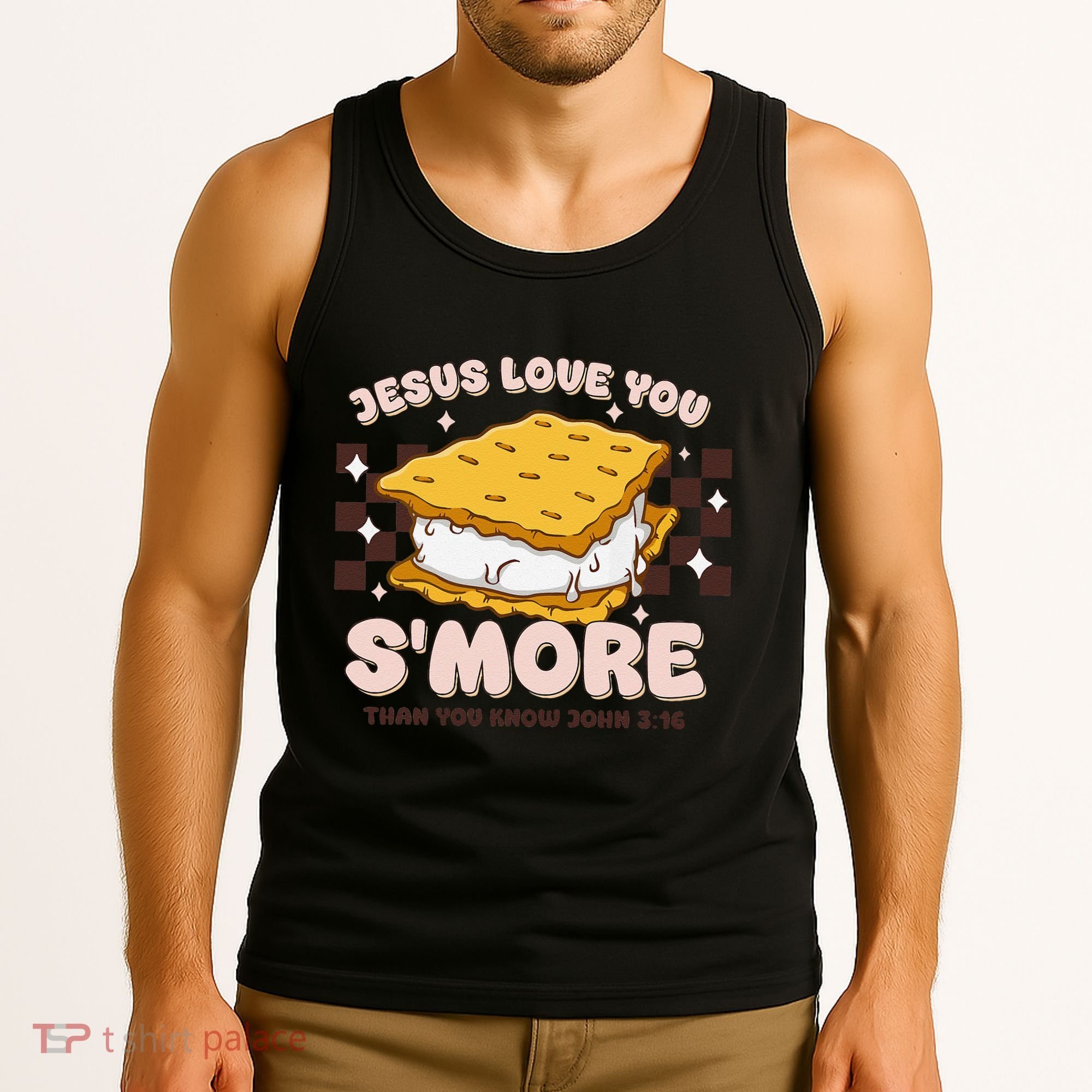 Camping Smore Jesus Loves You John Bible Verse Christian Tank Top