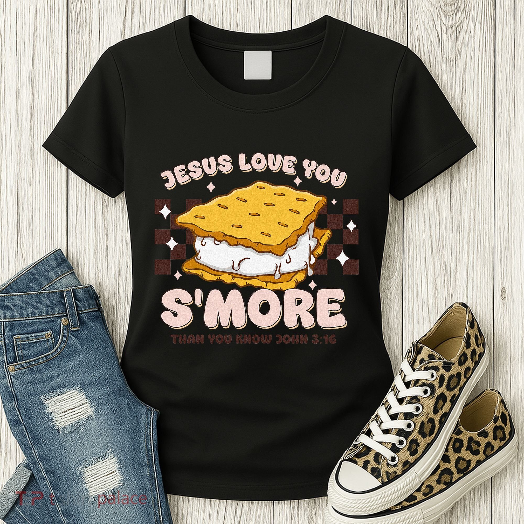 Camping Smore Jesus Loves You John Bible Verse Christian Women's T-Shirt