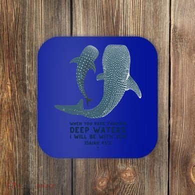 Christian Scripture Jesus Ocean Isaiah Vintage Whale Shark Gift Coaster