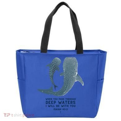 Christian Scripture Jesus Ocean Isaiah Vintage Whale Shark Gift Tote Bag