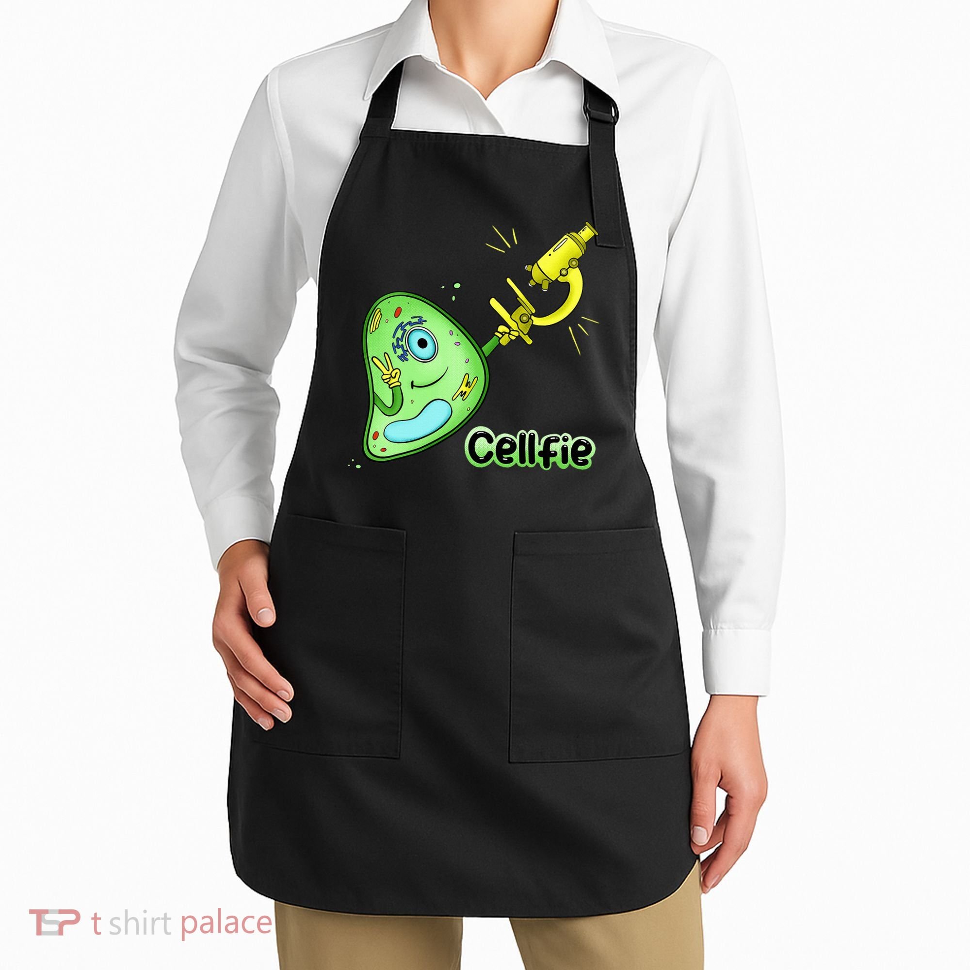 Cellfie Science Joke Biology Cell & Microscope Selfie Pun Apron