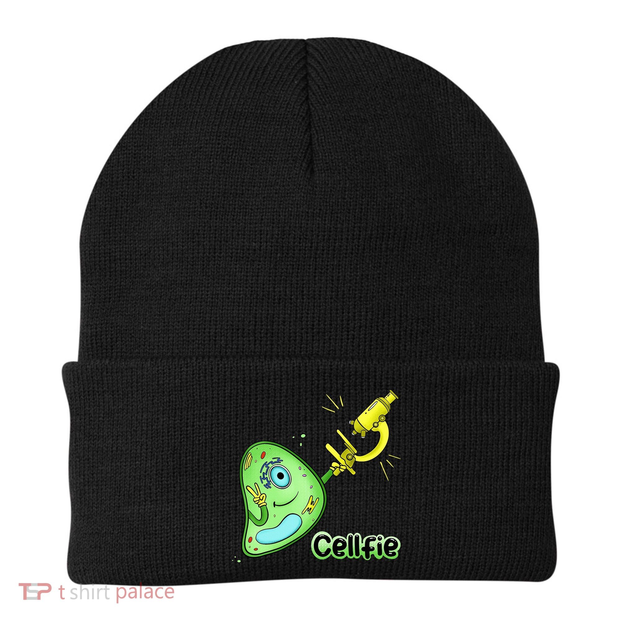 Cellfie Science Joke Biology Cell & Microscope Selfie Pun Beanie