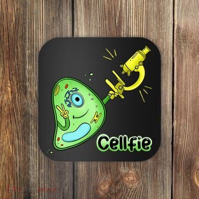 Cellfie Science Joke Biology Cell & Microscope Selfie Pun Coaster