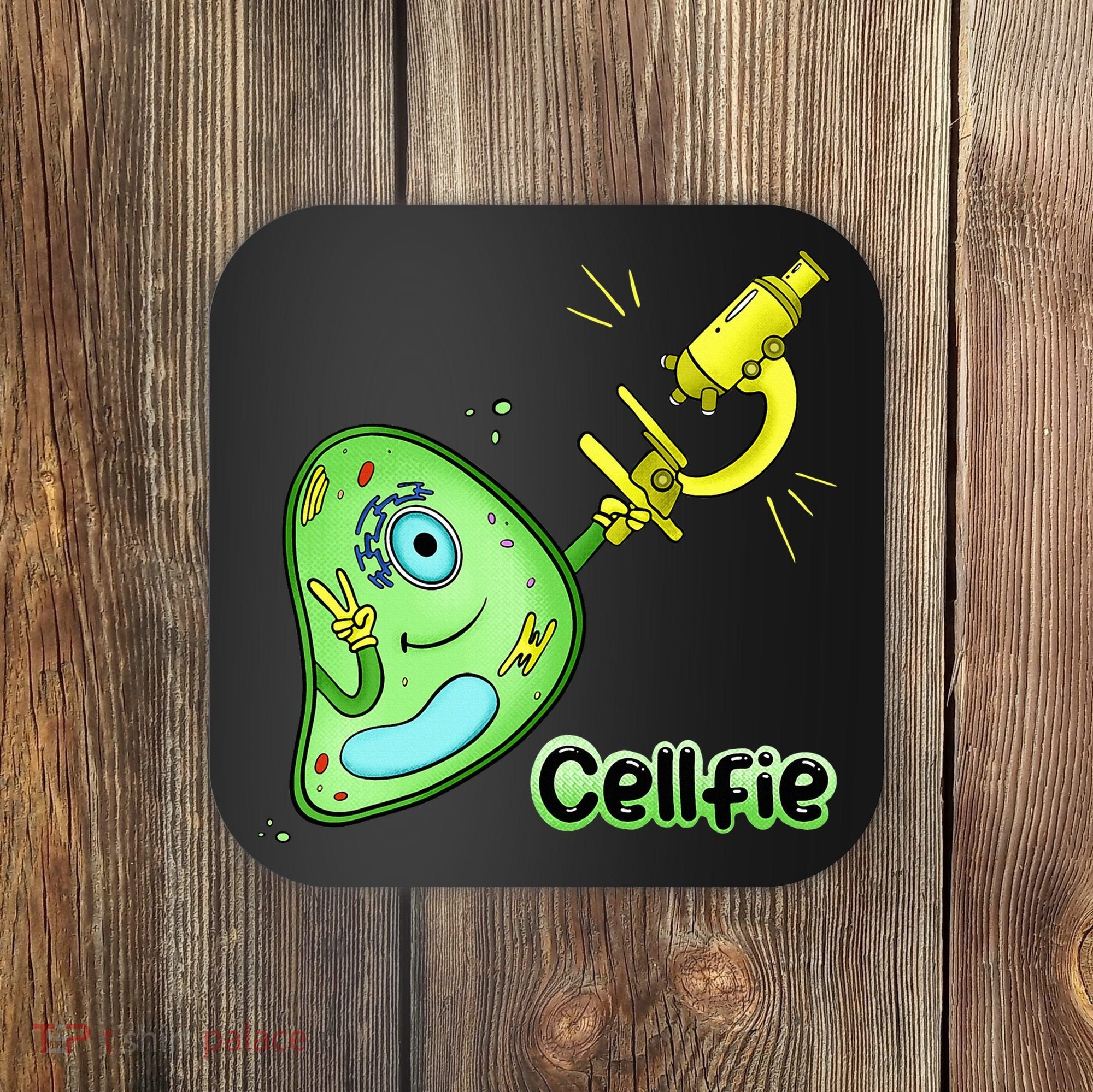Cellfie Science Joke Biology Cell & Microscope Selfie Pun Coaster