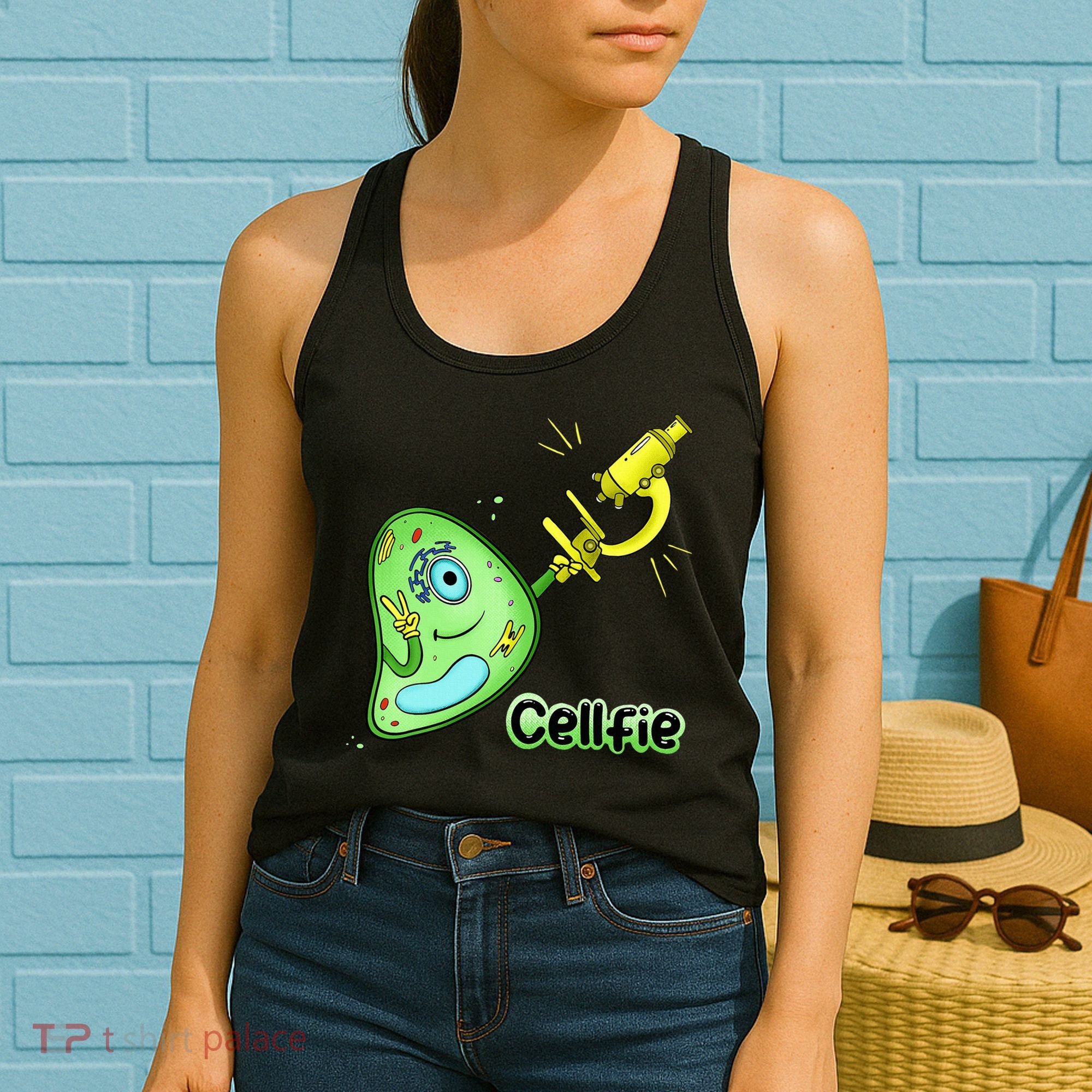 Cellfie Science Joke Biology Cell & Microscope Selfie Pun Women's Tank Top