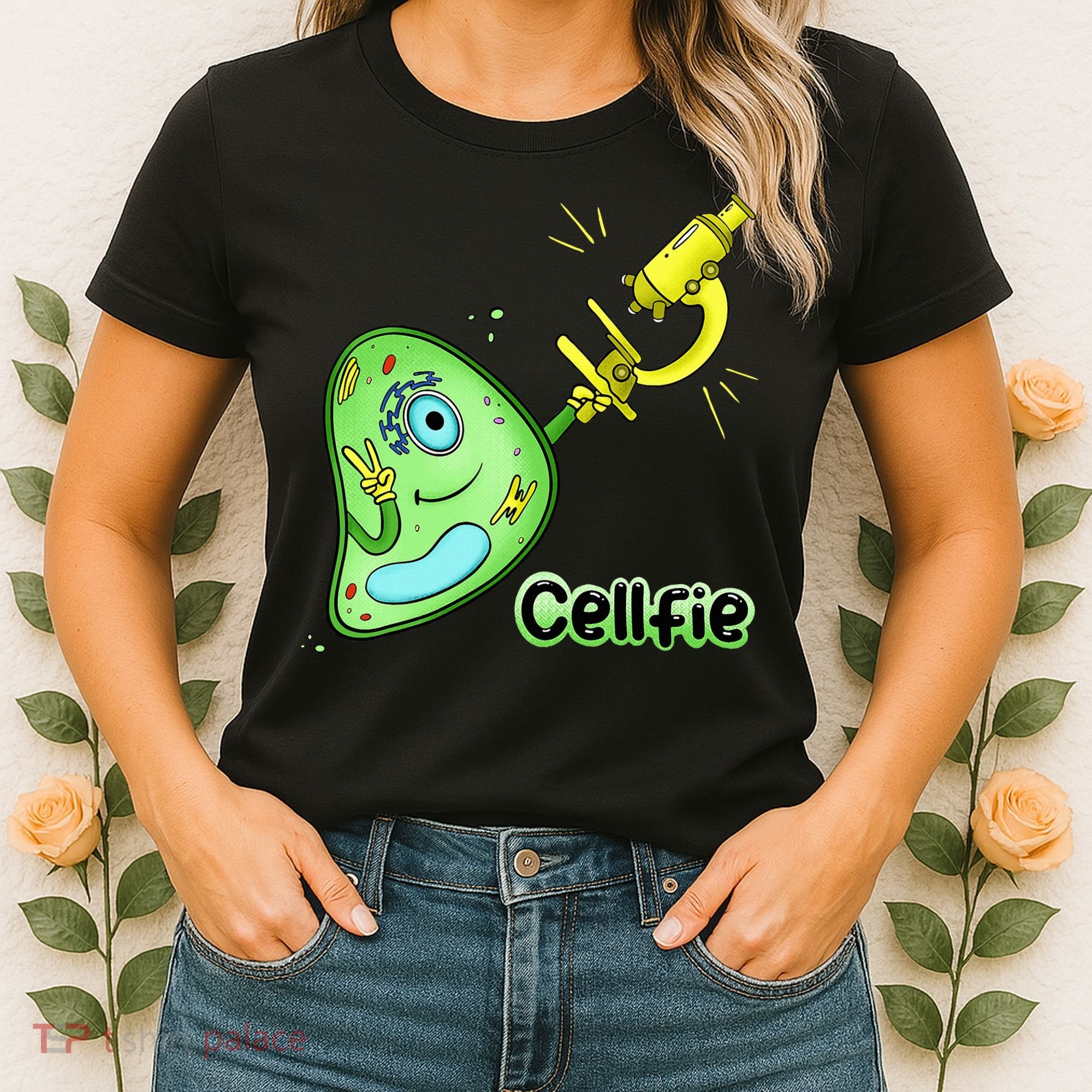 Cellfie Science Joke Biology Cell & Microscope Selfie Pun Women's T-Shirt