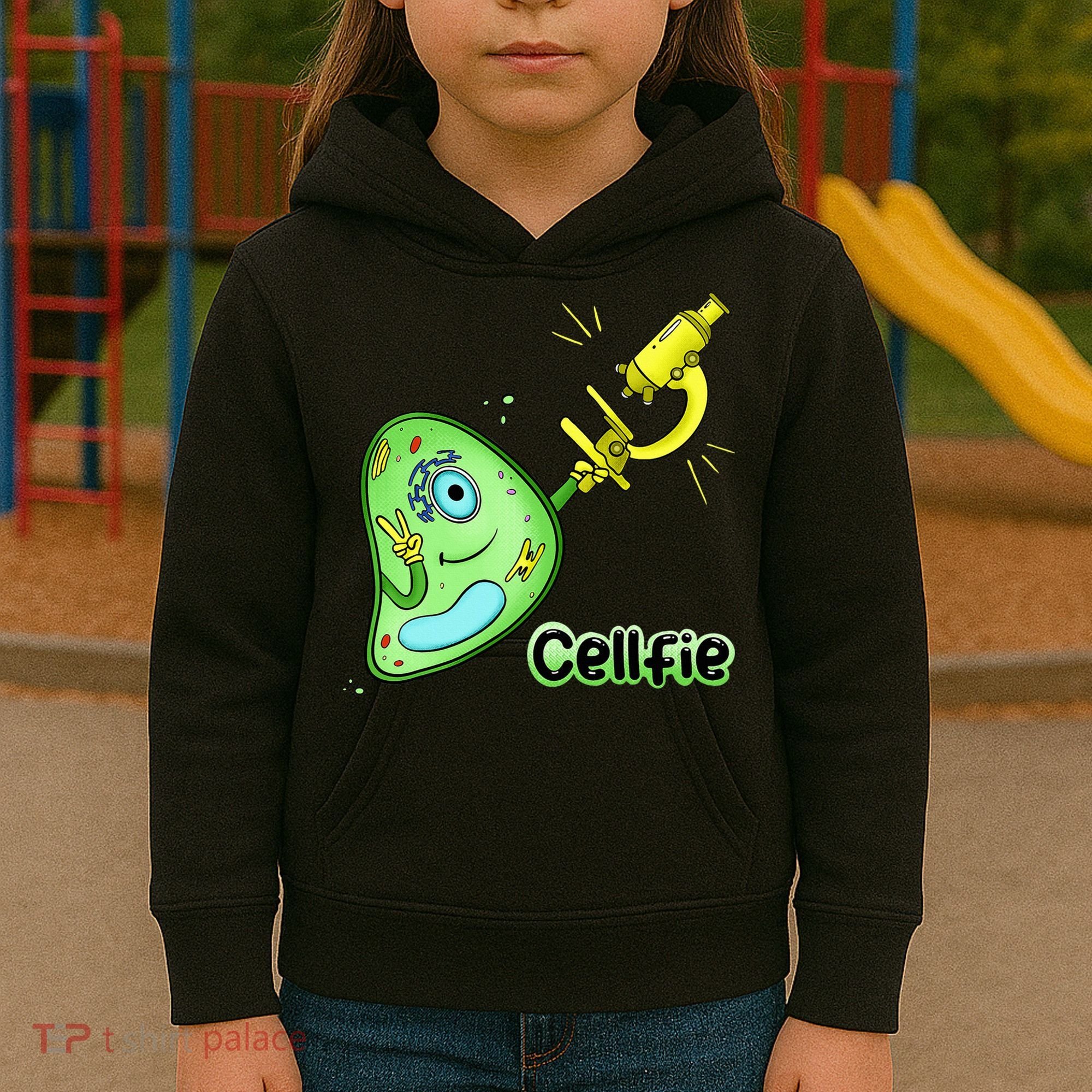 Cellfie Science Joke Biology Cell & Microscope Selfie Pun Kids Hoodie