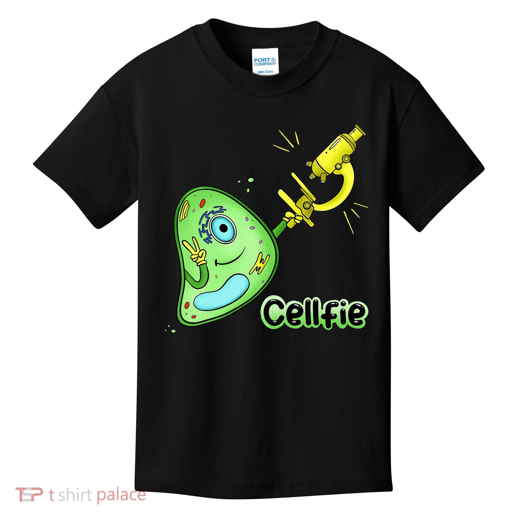 Cellfie Science Joke Biology Cell & Microscope Selfie Pun Kids T-Shirt