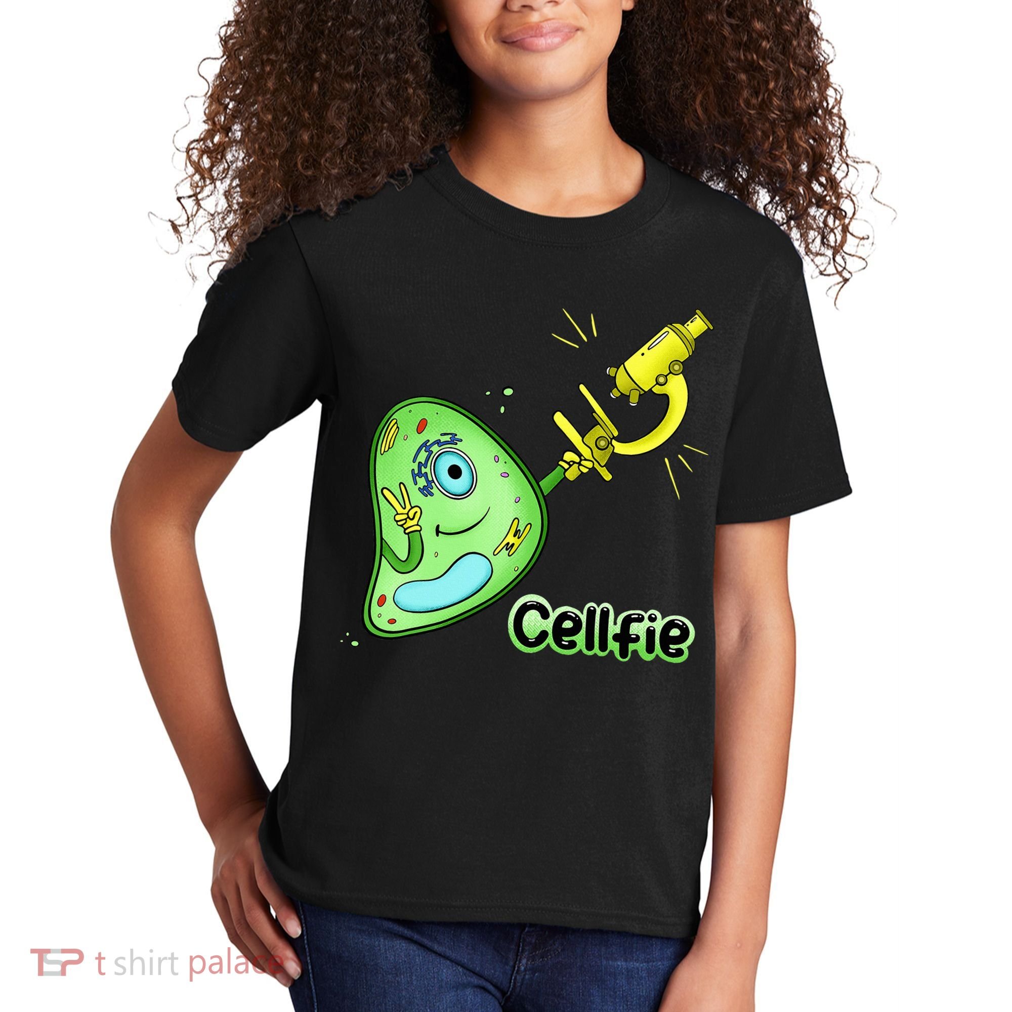 Cellfie Science Joke Biology Cell & Microscope Selfie Pun Kids T-Shirt