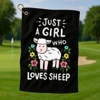 Cute Sheep Just A Girl Who Loves Sheep Golf Towel thumb 1