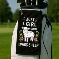 Cute Sheep Just A Girl Who Loves Sheep Golf Towel thumb 2