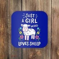 Cute Sheep Just A Girl Who Loves Sheep Coaster thumb 0