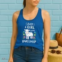Cute Sheep Just A Girl Who Loves Sheep Women's Tank Top thumb 2