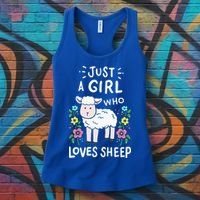 Cute Sheep Just A Girl Who Loves Sheep Women's Tank Top thumb 3