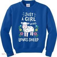 Cute Sheep Just A Girl Who Loves Sheep Kids Sweatshirt thumb 0
